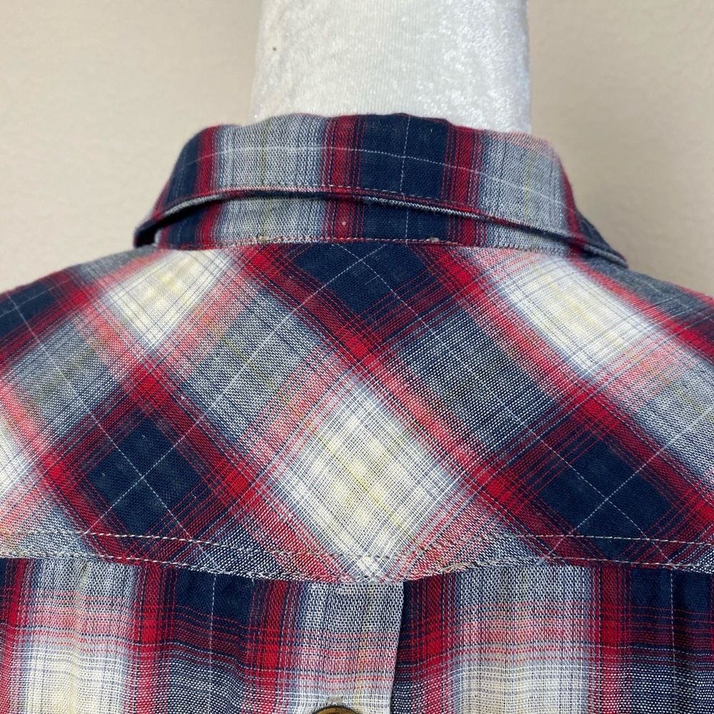 Boho Chic Plaid Button Down Shirt w/Back Buttons Size Small - Picture 8 of 11